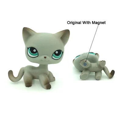£10.99 • Buy Littlest Pet Shop Kids Toys Grey Short Hair Cat Gift Green Eyes LPS #391 Rare