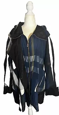 Dorman Packable Jacket Hooded Blue Plaid Pattern Artistic Zipper Snaps Sz XL • $39