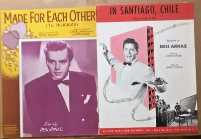 Two 1940s FILM CELEB Sheet Music DESI ARNAZ (w/out LUCY) Santiago Chile Plus 1 • $9.50