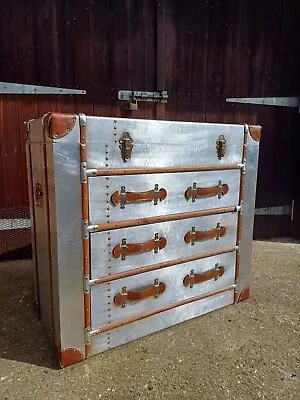 Aviator Timothy Oulton STYLE Aluminium Metal Chest Of Drawers Storage Trunk • £295