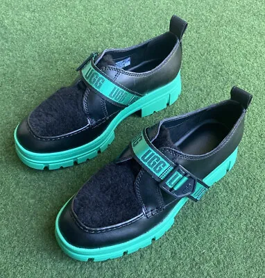 Womens 8.5 UGG Ashton Plush Emerald Green Waterproof Leather Platform Shoes 8.5 • $59.48