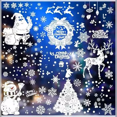 Christmas Window Stickers 6 Sheets Removable Static Window Stickers Snowflakes • $25.45