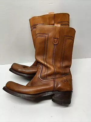 VTG Landis Western Cowboy Campus Biker Boots Mens Tan Leather Size 10(?) #94069 • $39.99