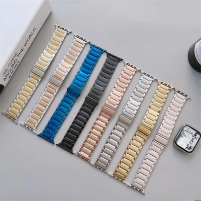 $28.16 • Buy For Apple Watch Series 5/6/7/SE Band Stainless Steel Strap 42mm/44mm/45mm
