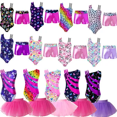 £21.99 • Buy Children Catsuit Girls Print Dance Leotard Mesh Tutu Skirt Set Modern Dancewear