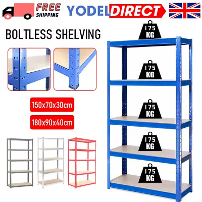 Heavy Duty Metal Garage Shelving Unit 5 Tiers Boltless Utility Storage Racking • £23.99