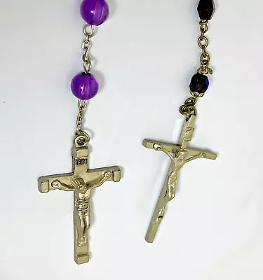 Vintage Rosary Lot (2) One Glass Beads Catholic Christian • $3