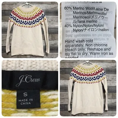 J Crew Fair Isle Wool Blend Sweater Women’s S Off White Pullover (B5) • $18.99