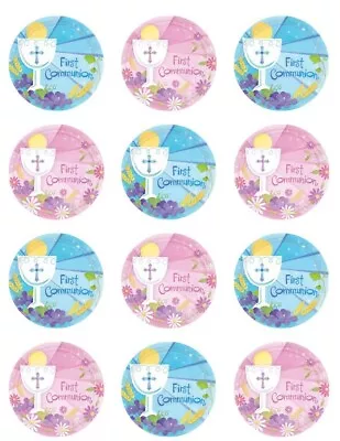 First Communion Edible Cupcake Toppers  Licensed - Set Of 12 • $8.99