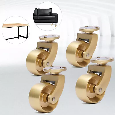 4 Vintage Style SOLID BRASS Strong Swivel Caster Wheels Brass Round Heavy Duty • $33.69