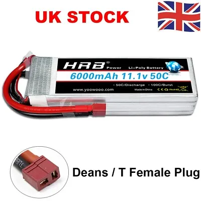 £45.39 • Buy HRB 6000mAh 3S 11.1V 50C T Plug LiPo Battery For RC Drone Helicopter Truck Car