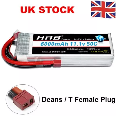 HRB 6000mAh 3S 11.1V 50C T Plug LiPo Battery For RC Drone Helicopter Truck Car • £45.39