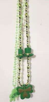 Mardi Gras Necklace BUD LIGHT  BEER Glow Shamrock Clover St Patrick's Day & Hat  • $14