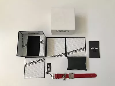 MOSCHINO MW0028 Cheap And Chic Ladies 'Time For Pendant' Red Strap Watch + Box • $199.99