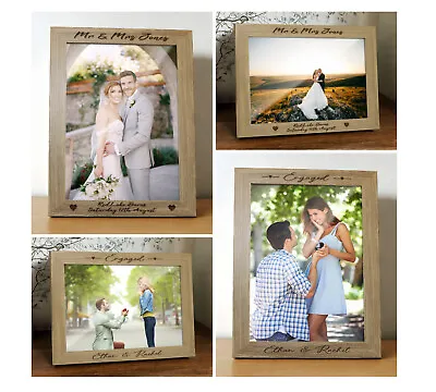 Personalised Laser Engraved Photo Frame: Mr & Mrs / Engaged - Perfect Gift! • £12.99