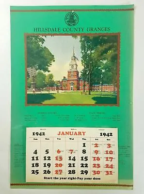 Vintage 1942 Calendar From Hillsdale County Granges Michigan Advertising  • $7.50