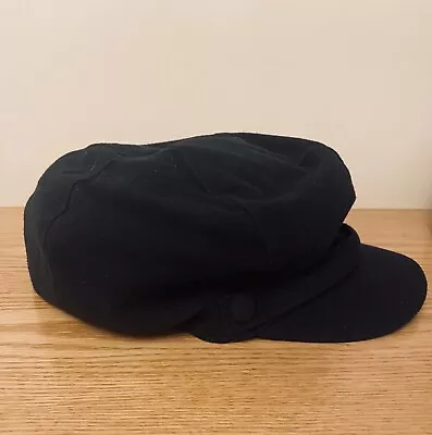 Vintage New York Company Newsboy Cabbie Hat Black Adjustable Elastic Back • $12.99