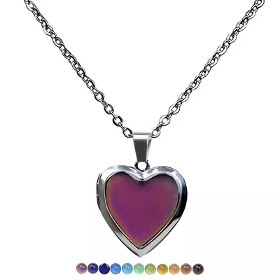 Mood Necklaces Heart Pendant Necklace Temperature Control Color Change Neckl__- • $6.93