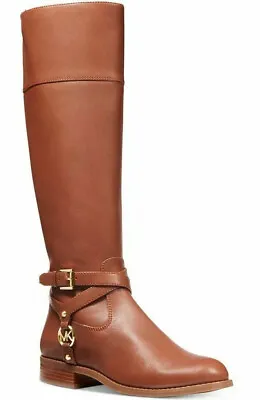 Michael Kors Preston Boot Chestnut Woman Boot Leather Tall Riding Boots Sz 6M • $98.99