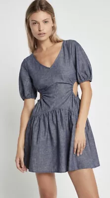 $69 • Buy Sass & Bide Love Power Mini Dress Size 8 Linen Blend Cut Out Detail