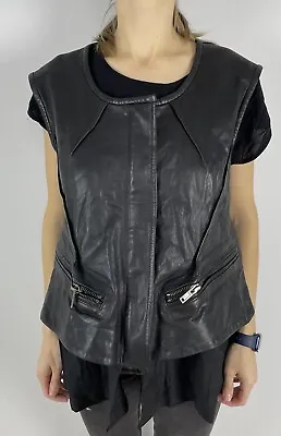 Haider Ackermann Leather Vest Biker Zip Pocket Size 40 M/L Rare Moto Luxury • $599.99