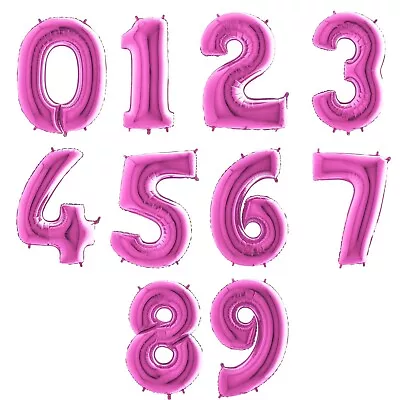 Happy Birthday Foil Balloon Numbers Pink Girls Womens Party Decorations • £1.89