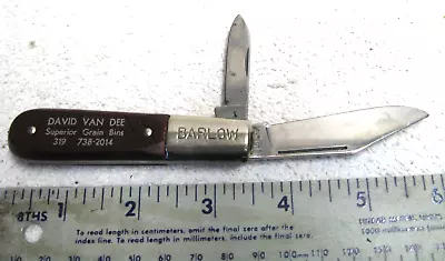Vintage Imperial Barlow Grain Bin Advertising Knife Folding 2 Blade Pocket Knife • $15