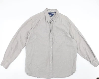 £5.25 • Buy Atlantic Bay Mens Grey Cotton Button-Up Size XL Collared Button