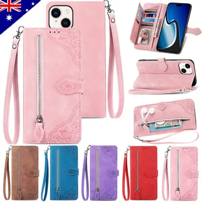 For IPhone 15 Pro Max 14 13 12 11 XS 8/7+ Zipper Wallet Case Leather Flip Cover • $14.99