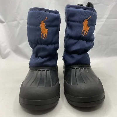 Polo Ralph Lauren  Vancouver EZ Pull-On Navy Snow Boots Insulated Winter Size 3 • £16.08