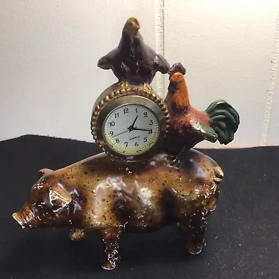 VTGSTACKED FARM ANIMALSNOVELTY DESK CLOCKRESIN / QUARTZOperates -New Battery • $32