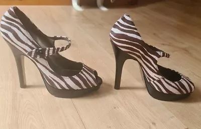 Faith Platform Zebra Print Shoes Size 6 UK 39 EU 8 USA • £18