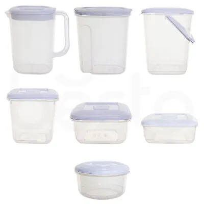 Clear Plastic White Lid Container Storage Box Airtight Kitchen Food Freezer Tub • £6.55