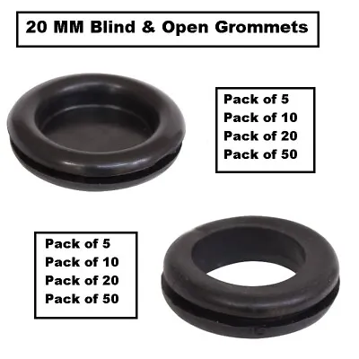 Rubber Open Closed Grommet - Blind Cable Hole Blanking Wiring Grommets 20mm • £2.10