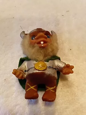 Vintage THOMAS DAM?  Viking Troll Snaggletooth Blue Eyes Fur  Felt Cape Unmarked • $32