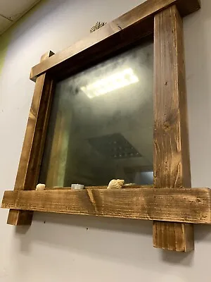 Handmade Rustic Mirror (matte Old Effect) Reclaimed Wood 25 Inch Thick Timber • £125