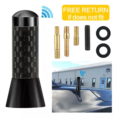 $7.59 • Buy 1.4inches Car Antenna Carbon Fiber Radio FM Antena Black Kit Universal Screw US
