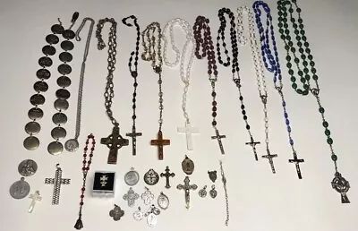 Vtg To Now Religious Catholic Rosary Bracelet Crucifix Cross Lot Unique • $20.97