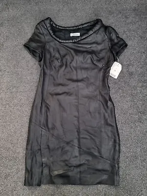 £50 • Buy Clasen Genuine Leather Black Round Neck Dress Size UK 12