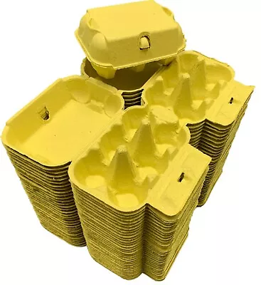 Egg Boxes 1/2 Dozen - Yellow Deluxe Cartons Smooth Lid For Med - X Large Eggs  • £7.99