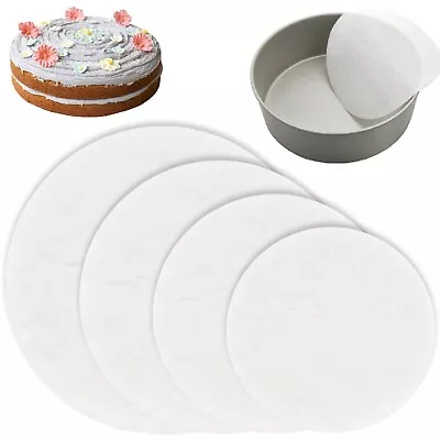 200x GREASEPROOF PAPER CIRCLES 6  7  8  9  Non-Stick Round Cake Baking Tin Liner • £7.98