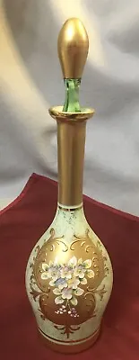 13” Signed Moser Bohemian Glass Gilded Crystal Decanter • $280