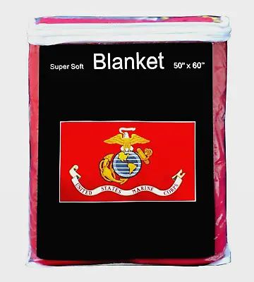 U.S. Marine Corps Flag Fleece Blanket NEW 50 X60  RED Marines USMC Throw Cover • $27.76