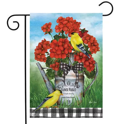 Geranium Watering Can Summer Garden Flag Goldfinches Birds 12.5  X 18  • $9.86