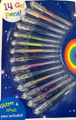 PMS Kids Toys Art Craft Pack Of 14 Mini Coloured Glitter Neon Gel Pens  • £1.99