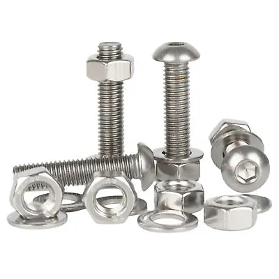 M2 M2.5 M3 M4 Button Head Allen Bolt Hex Screws Nuts Washers A2 Stainless Steel • £4.58