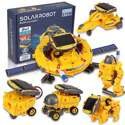 6 In 1 DIY STEM Solar Powered Blue Space Robot Kits ABS Plastic Build 8+ Kid Toy • $25.09