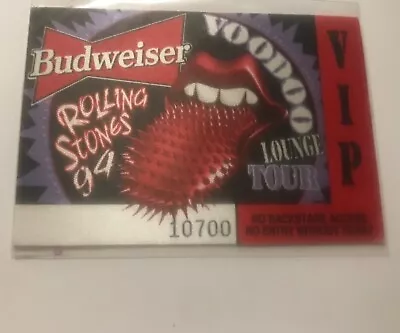 The Rolling Stones Voodoo Lounge VIP Tour Concert Pass Budweiser 94 Rare • $23