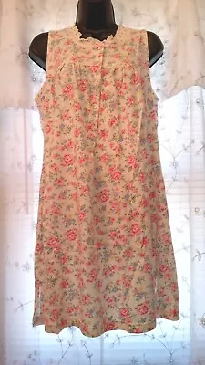 Miss Elaine Ladies Sleeveless Nightgown Size M Pink Floral Cotton • $6.50