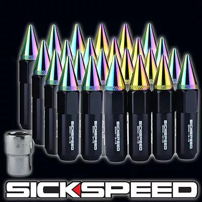 Sickspeed 24 Black/neo Chrome Spiked Aluminum 60mm Locking Lug Nuts 12x1.5 L18 • $94.25